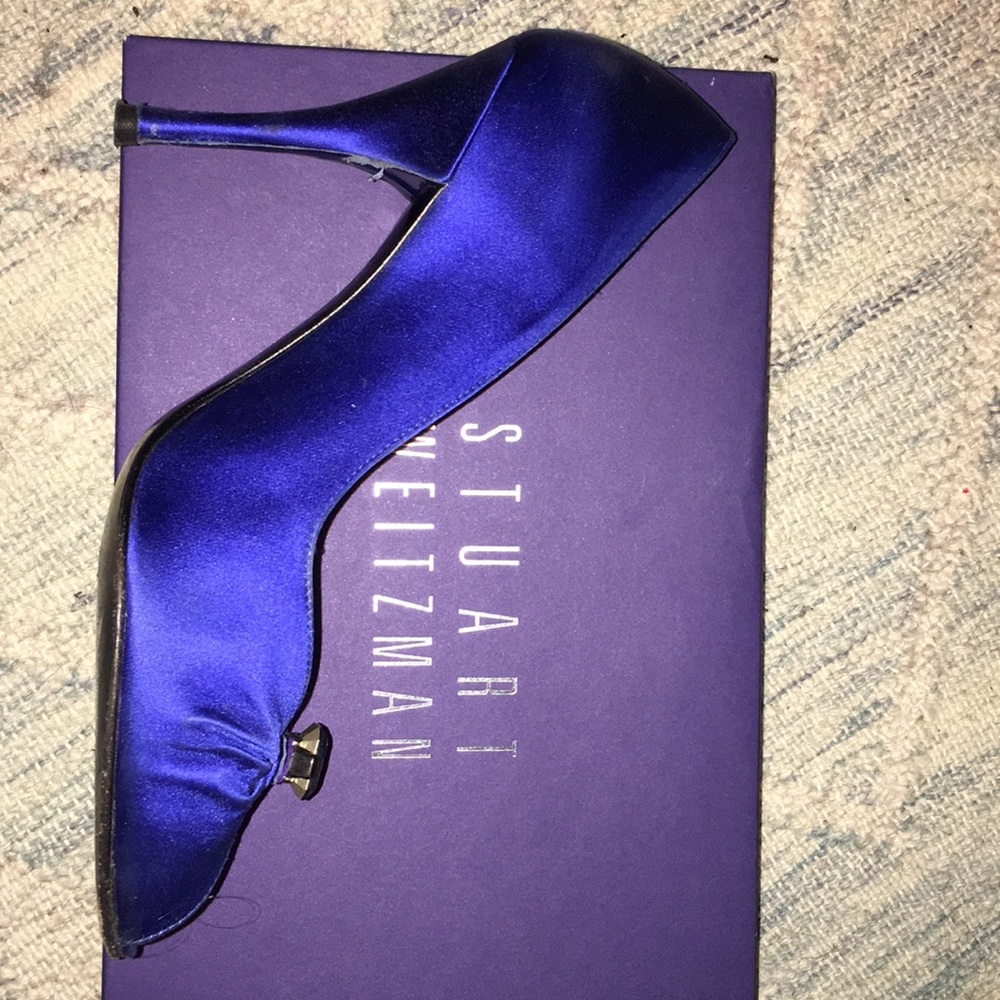 Stuart Weitzman blue peep toe pumps